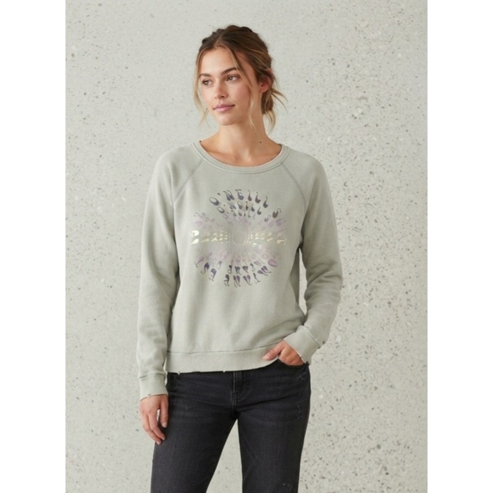 O'Neill Surf Graphic Logo Raglan Pullover Sweatshirt Sage Green Large